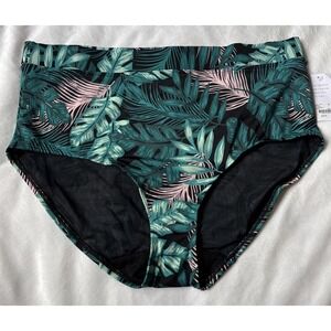 Cacique Bikini Swim Size 20 Green Palm Tropical Print - NWT- High-waist
